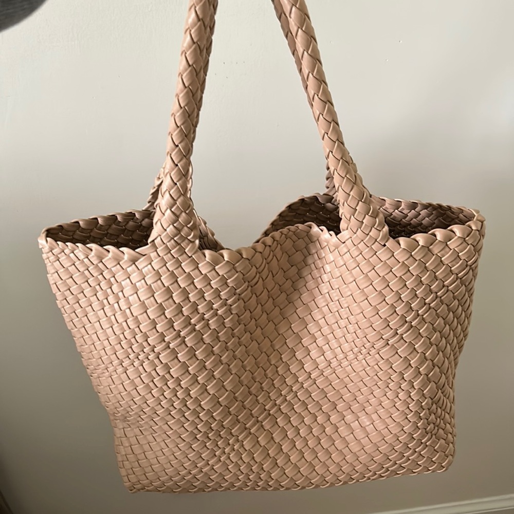 COPY - Woven tan tote- water resistant NWOT